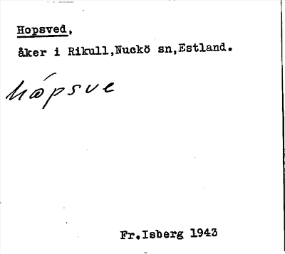 Bild på arkivkortet för arkivposten Hopsved