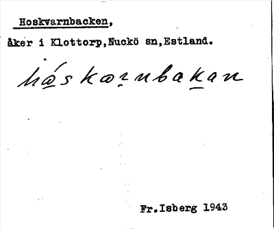 Bild på arkivkortet för arkivposten Hoskvarnbacken