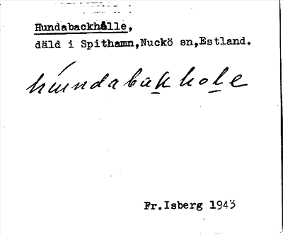 Bild på arkivkortet för arkivposten Hundabackhålle