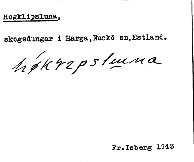 Bild på arkivkortet för arkivposten Högklipsluna