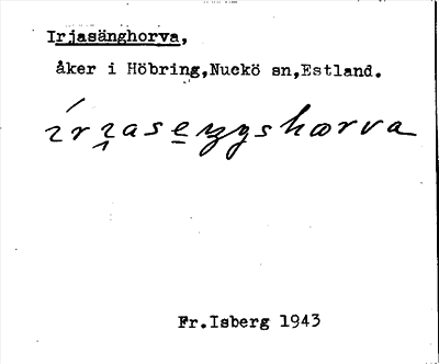 Bild på arkivkortet för arkivposten Irjasängshorva