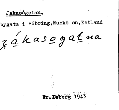 Bild på arkivkortet för arkivposten Jakasågatan