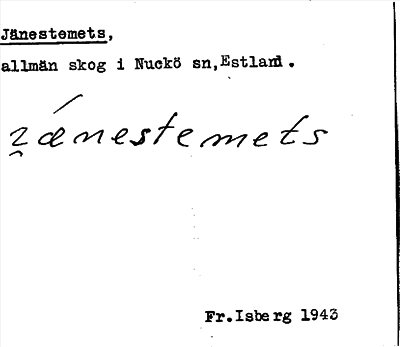 Bild på arkivkortet för arkivposten Jänestmets