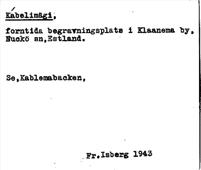 Bild på arkivkortet för arkivposten Kábelimägi