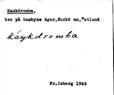 Bild på arkivkortet för arkivposten Kankdromba