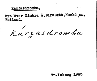 Bild på arkivkortet för arkivposten Karjasdromba