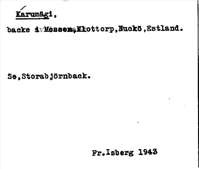 Bild på arkivkortet för arkivposten Karumägi
