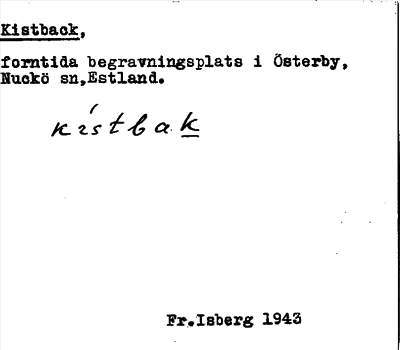 Bild på arkivkortet för arkivposten Kistback