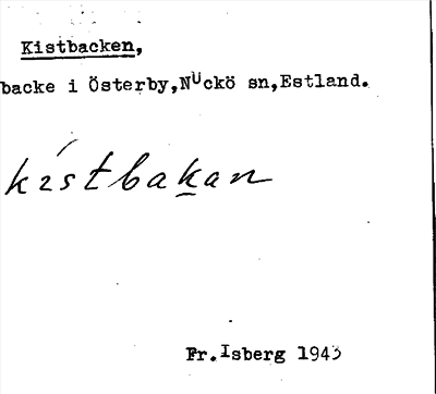Bild på arkivkortet för arkivposten Kistbacken