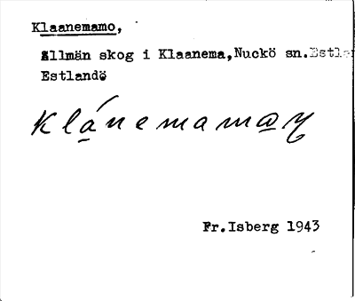 Bild på arkivkortet för arkivposten Klaanemano