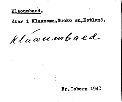 Bild på arkivkortet för arkivposten Klaoumbaed