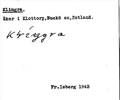 Bild på arkivkortet för arkivposten Klingra