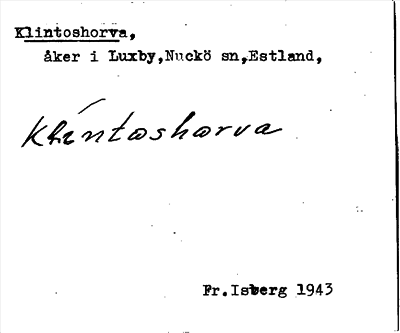 Bild på arkivkortet för arkivposten Klintoshorva