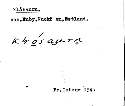 Bild på arkivkortet för arkivposten Klåsaurn