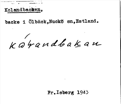 Bild på arkivkortet för arkivposten Kolandbacken