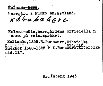 Bild på arkivkortet för arkivposten Kolanäs-hove