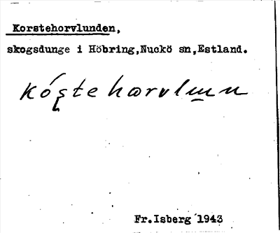 Bild på arkivkortet för arkivposten Korstehorvlunden