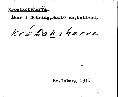 Bild på arkivkortet för arkivposten Krogbackshorva