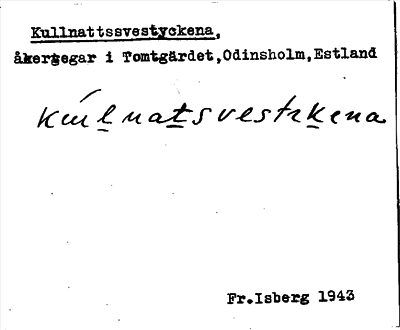 Bild på arkivkortet för arkivposten Kullnattssvestyckena