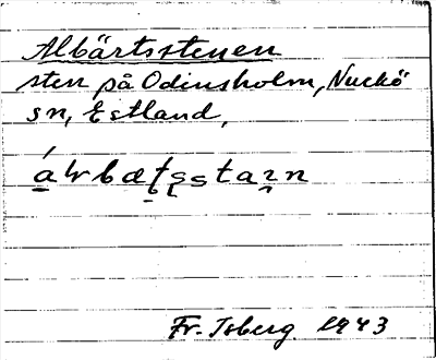 Bild på arkivkortet för arkivposten Albärtsstenen
