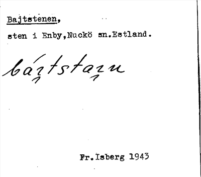 Bild på arkivkortet för arkivposten Bajtstenen