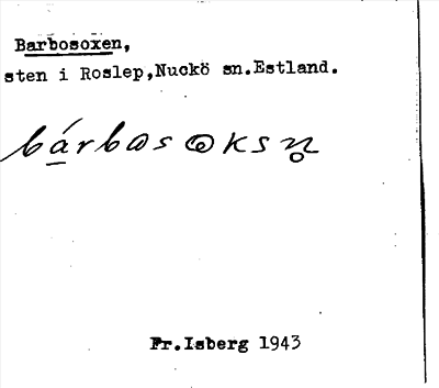 Bild på arkivkortet för arkivposten Barbosoxen