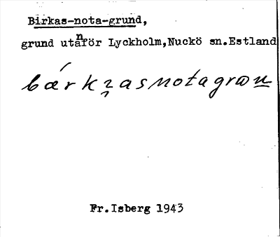 Bild på arkivkortet för arkivposten Birkas-nota-grund