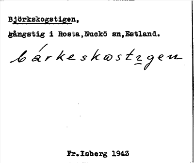 Bild på arkivkortet för arkivposten Björkskogstigen