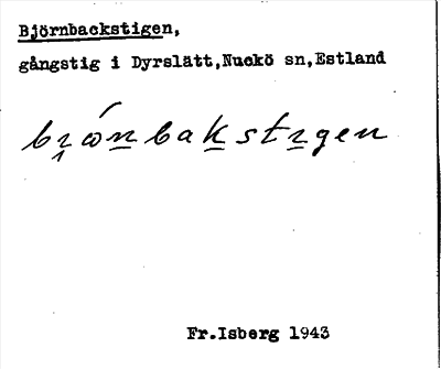 Bild på arkivkortet för arkivposten Björnbackstigen