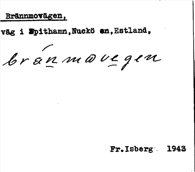 Bild på arkivkortet för arkivposten Brännmovägen