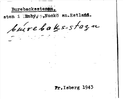 Bild på arkivkortet för arkivposten Burebacksstenen