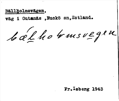 Bild på arkivkortet för arkivposten Bällholmsvägen