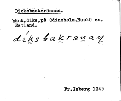 Bild på arkivkortet för arkivposten Dicksbacksrännan