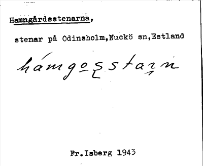 Bild på arkivkortet för arkivposten Hamngårdsstenarna