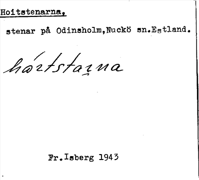 Bild på arkivkortet för arkivposten Hoitstenarna