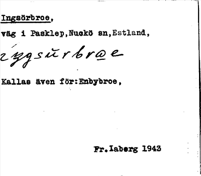 Bild på arkivkortet för arkivposten Ingsörbroe