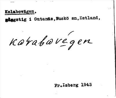 Bild på arkivkortet för arkivposten Kolabovägen