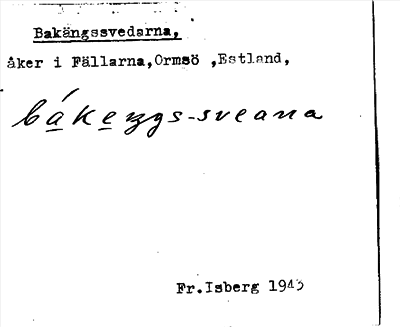 Bild på arkivkortet för arkivposten Bakängssvedarna