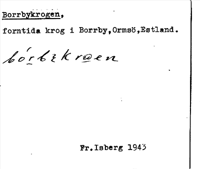 Bild på arkivkortet för arkivposten Borrbykrogen