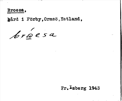 Bild på arkivkortet för arkivposten Broesa