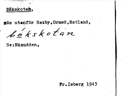 Bild på arkivkortet för arkivposten Båkskotan