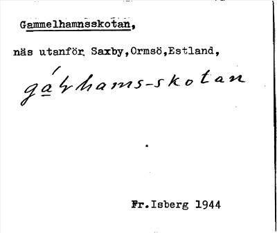 Bild på arkivkortet för arkivposten Gammelhamnsskotan