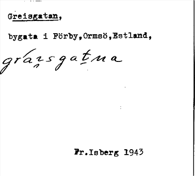 Bild på arkivkortet för arkivposten Greisgatan