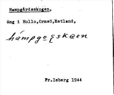 Bild på arkivkortet för arkivposten Hampgårdsskogen