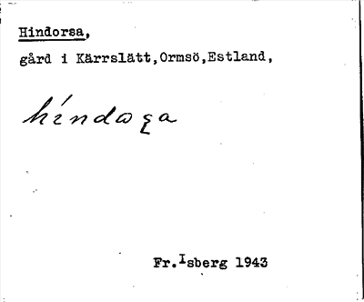 Bild på arkivkortet för arkivposten Hindorsa