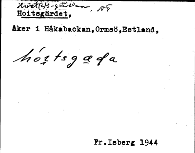 Bild på arkivkortet för arkivposten Hoitsgärdet