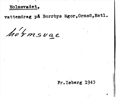 Bild på arkivkortet för arkivposten Holmsvadet