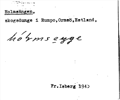 Bild på arkivkortet för arkivposten Holmsängen
