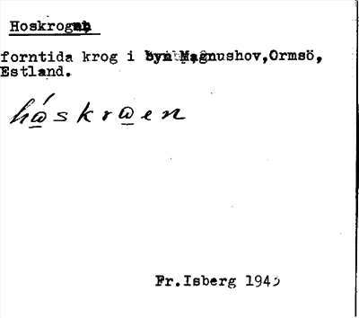 Bild på arkivkortet för arkivposten Hoskrogen
