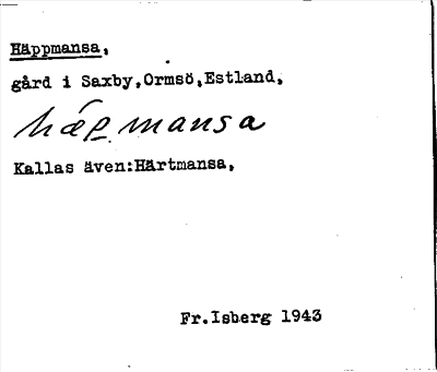 Bild på arkivkortet för arkivposten Häppmansa
